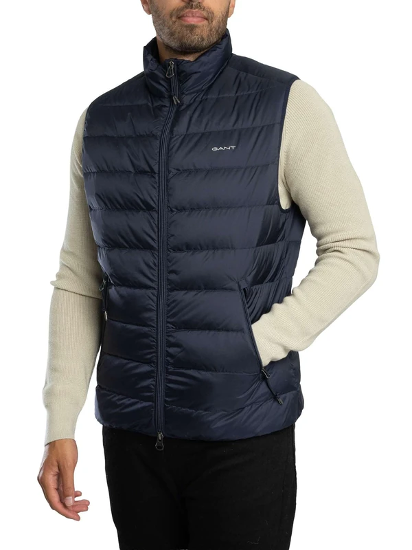 GANT Men's Light Down Vest, Evening Blue, 4XL