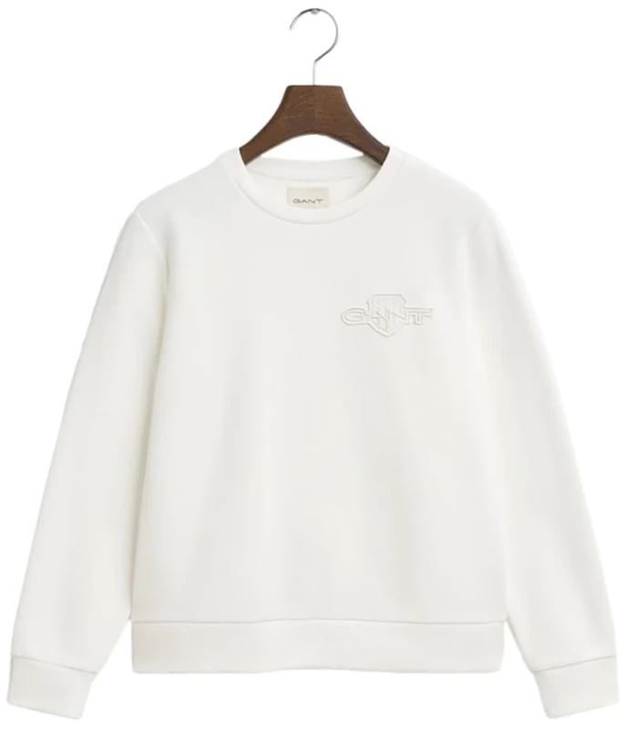 GANT Women's Reg Tonal Shield C-Neck Sweat Sweatshirt, Eggshell, XS