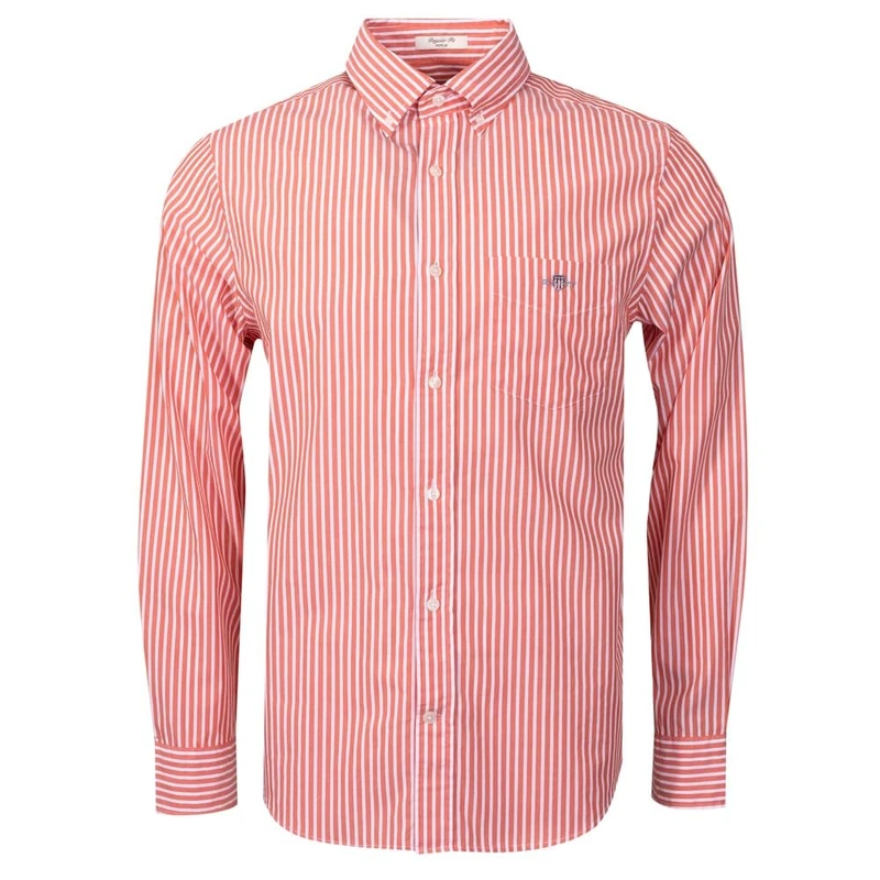 GANT Men's Reg Classic Poplin Stripe Shirt, Deep Orange, L