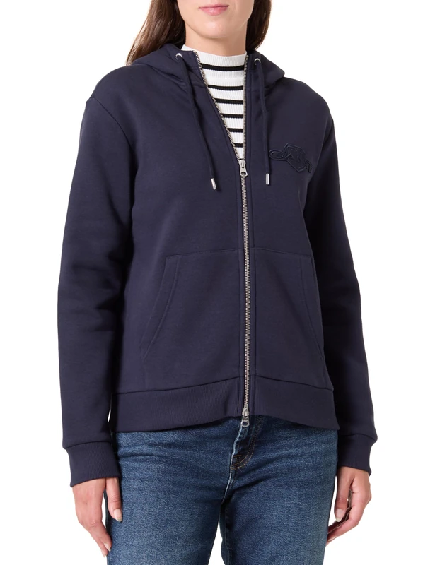 GANT Women's Reg Tonal Shield Zip Hoodie Hooded Sweatshirt, Evening Blue, L