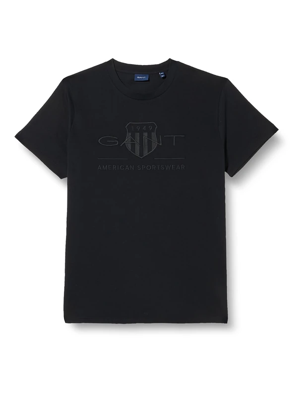 GANT Men's Reg Tonal Shield SS T-Shirt, Black, XXL