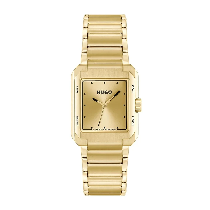 HUGO Three Hand Quartz Movement Watch for Men #Thrive Analog Collection with Gold Colored Stainless Steel Bracelet - 1530381