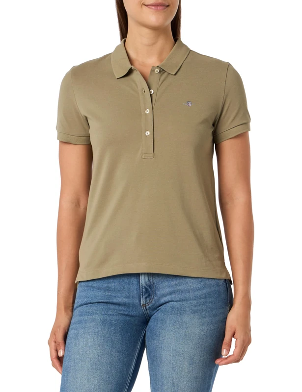 GANT Slim Shield SS Pique Polo Shirt, Kalamata Green, L