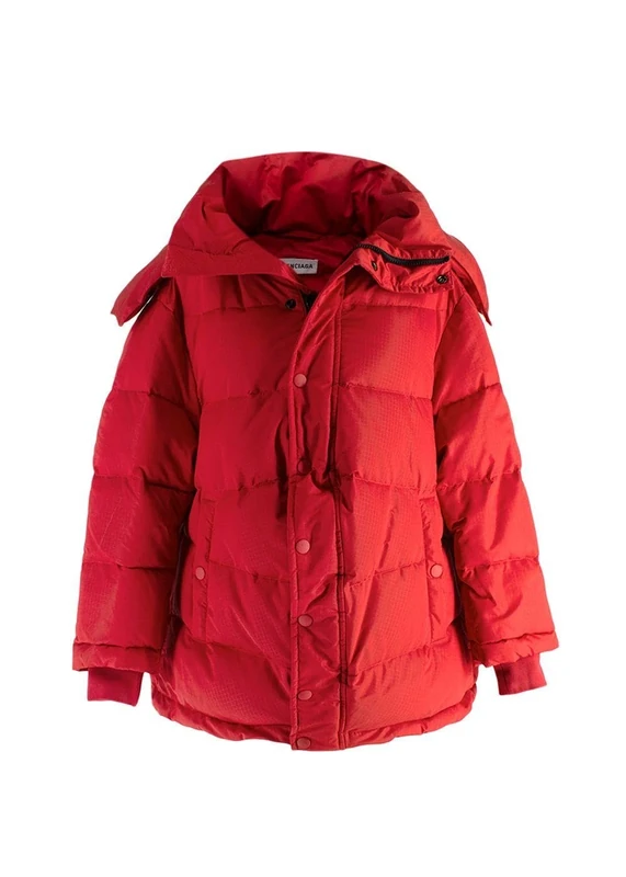 Balenciaga Pre-loved Red Swing Puffer Coat