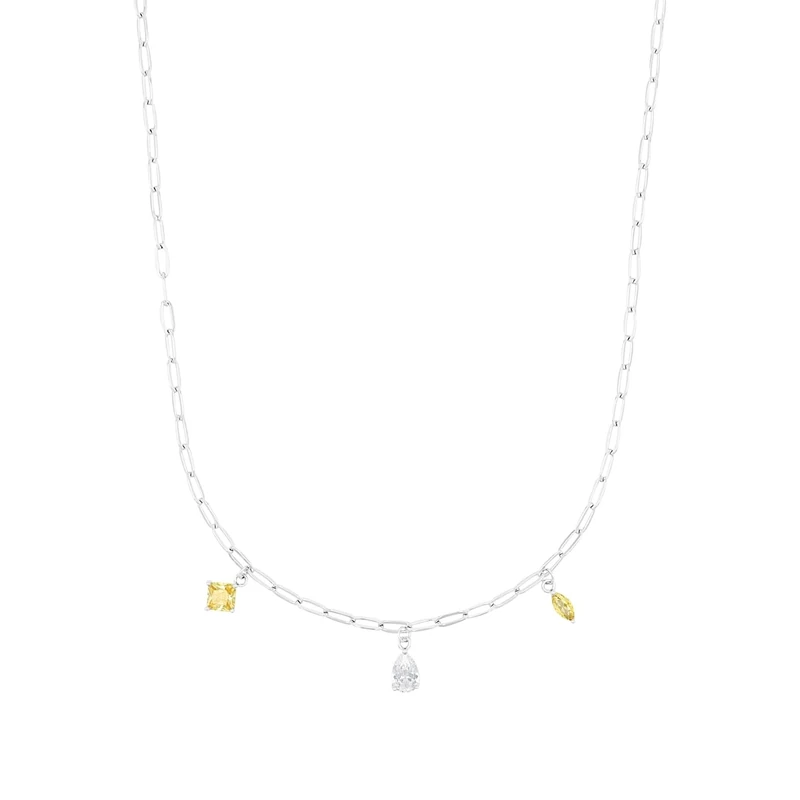 amor necklace with pendant 925 Sterling silver women's necklace, with glass, 42+3 cm, gray, comes in jewelry gift box, 2039275 - Image 1