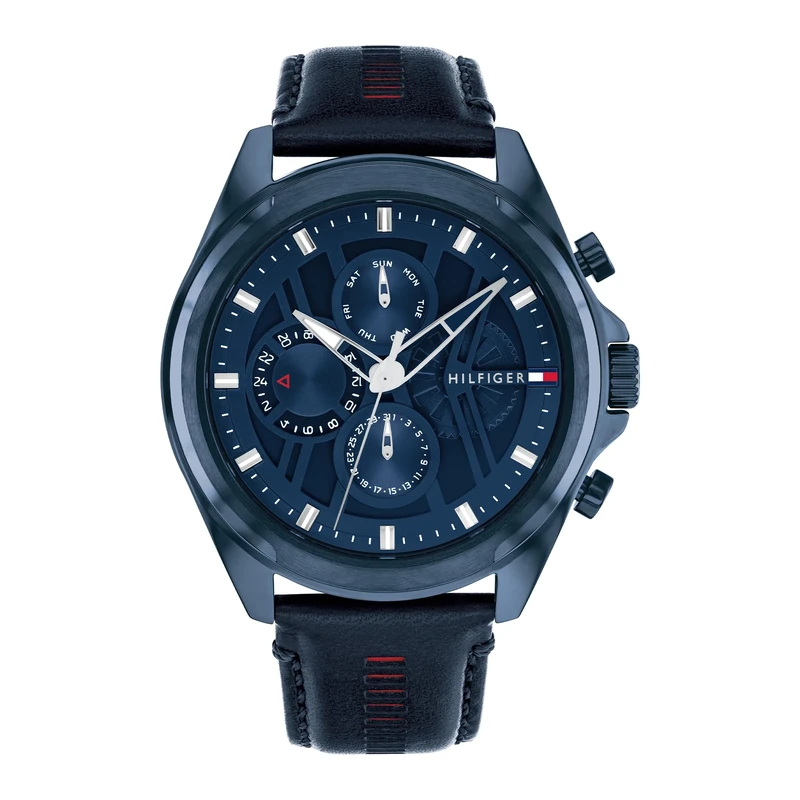 Tommy Hilfiger Analogue Multifunction Quartz Watch for Men with Blue Leather Strap - 1710655