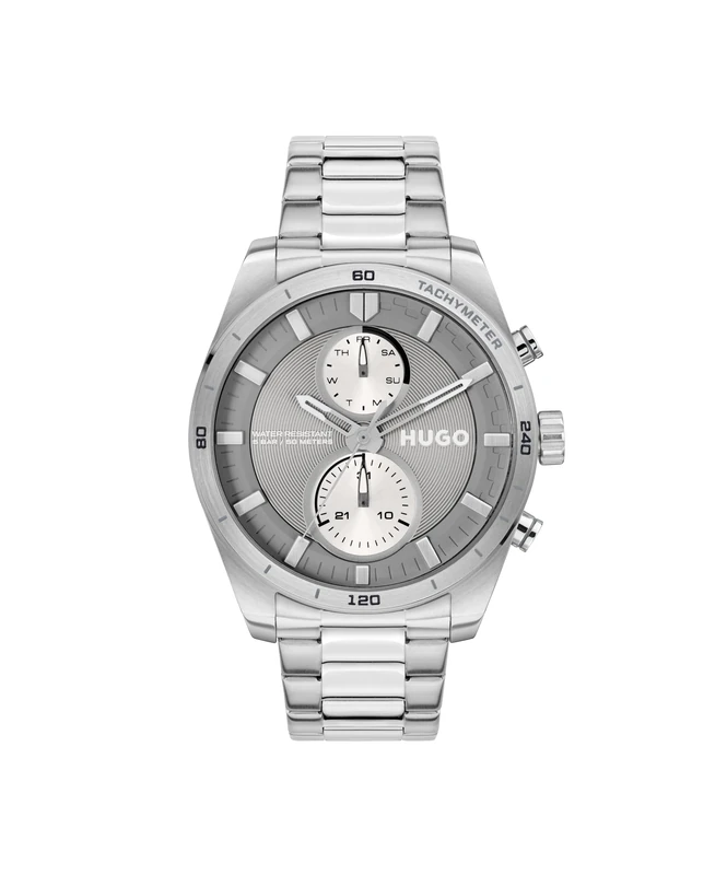 HUGO Analogue Multifunction Quartz Watch for Men #Fast Collection with Silver Stainless Steel Bracelet - 1530372