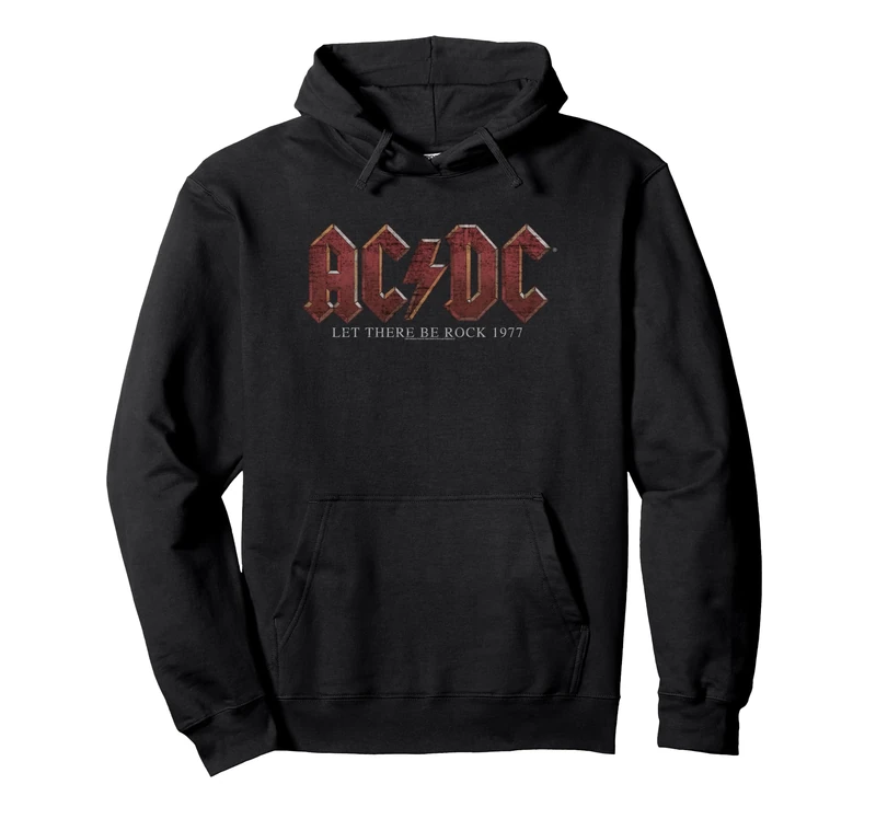 AC/DC Let There Be Rock 1977 Title Text Pullover Hoodie