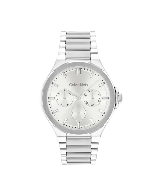 Calvin Klein Analogue Multifunction Quartz Watch for Women Vibrancy Collection with Silver Stainless Steel Bracelet - 25100054