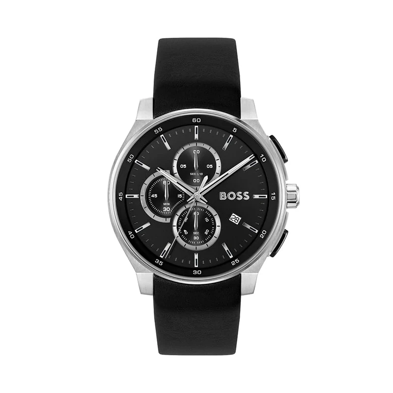 BOSS Chronograph Quartz Watch for Men Peak 2.0 Collection with Black Leather Strap - 1514188