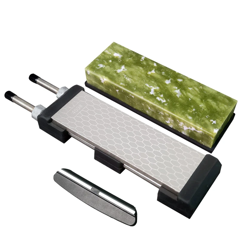 Knife Sharpening Stone,10000 Grit Sharpener Whetstone Final Fine Polishing Natural Green Honing Oilstone for, Knives Tools,Cutting ToolsAngle Guide, Diamond Stone and Non-Slip Rubber Base (Set-D)