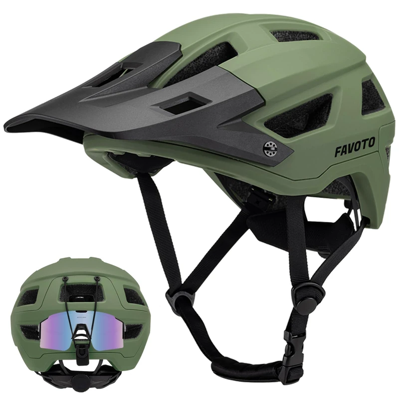 Favoto Mountain Bike Helmet - Double Inmould with Visor - Green