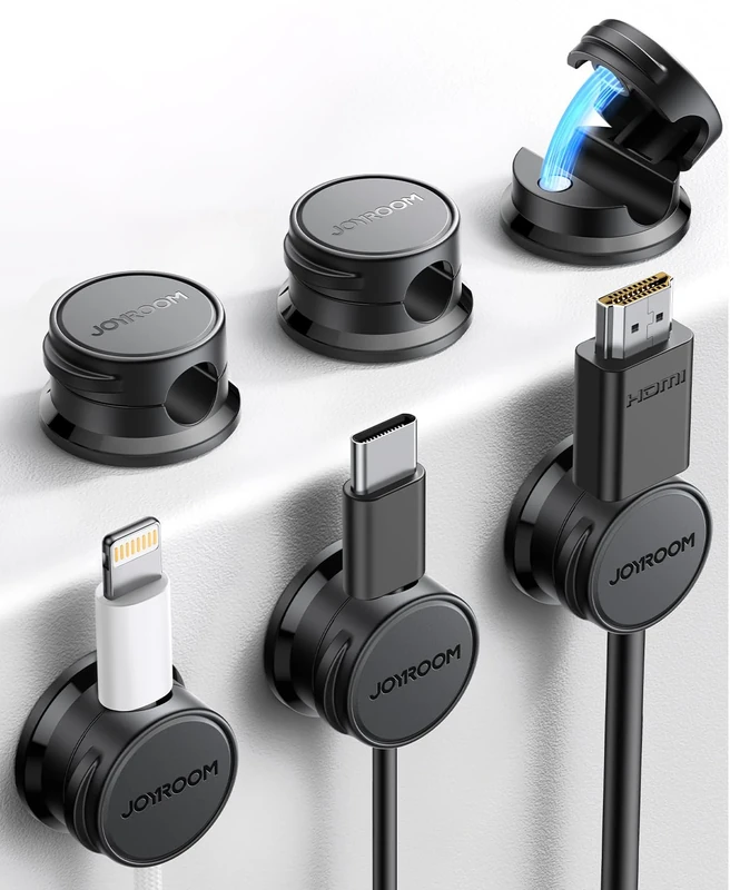 JOYROOM 6 Pack Magnetic Cable Clips - Self Adhesive Wire Holder