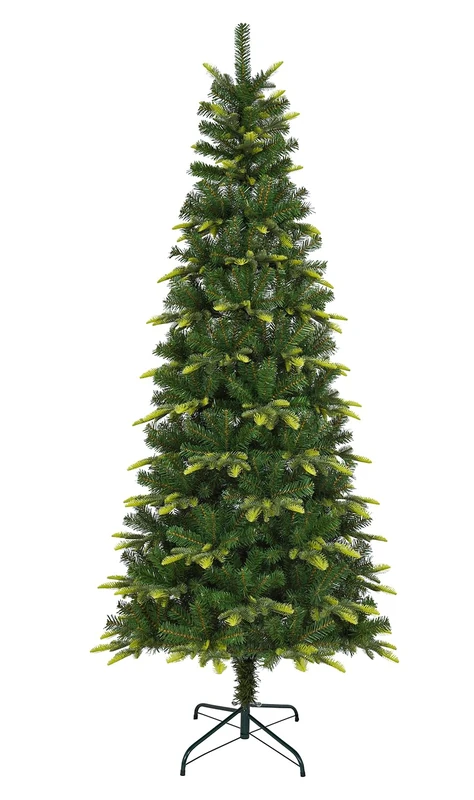 Uten 5ft Slim Christmas Tree, with Realistic PE Leaves Artificial Pencil Xmas Tree Indoor Home Decoration, 350 Natural Looking PVC & PE Tips, Hinged Branches, Metal Stand, 2 Styles Branches, Reusable