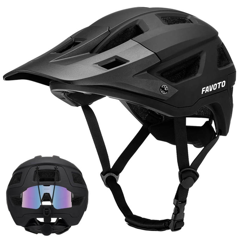 Favoto Mountain Bike Helmet - Double Inmould MTB with Visor