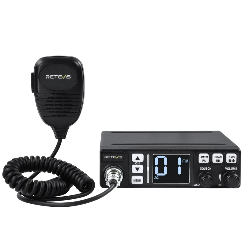 Retevis MB63 CB Radio Kit, AM/FM Mobile Transceiver with PA Function, Automatic Noise Limiter, Emergency Channel 9/19, VOX, 40-Channel Radio for Truckers