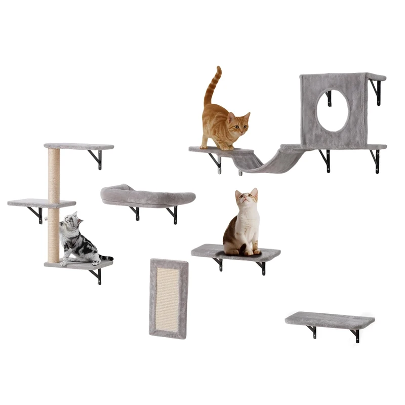 VEVOR Cat Wall Shelves, 5 Tier Cat Furniture, Up to 40 lbs, Natural