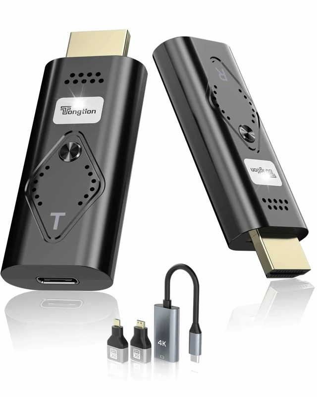 Wireless HDMI Transmitter and Receiver, Plug & Play Portable 2.4G/5G Wireless HDMI Extender Kit, 4K Decoding 1080P for Video and Audio Streaming to Monitor from Laptop/PC/TV Box/Projector (98FT)