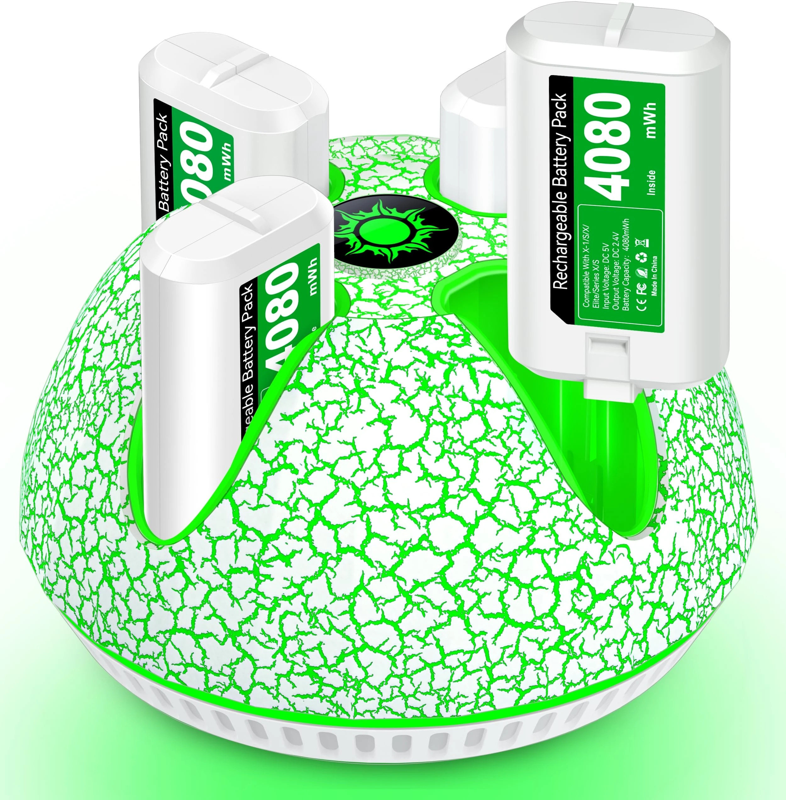 HELLCOOL Rechargeable Battery Pack for Xbox Controller,4x4080mWh Battery Pack with Xbox Charging Dock/LED Display,Controller Battery for Xbox Series X|S,One/Elite/S|X