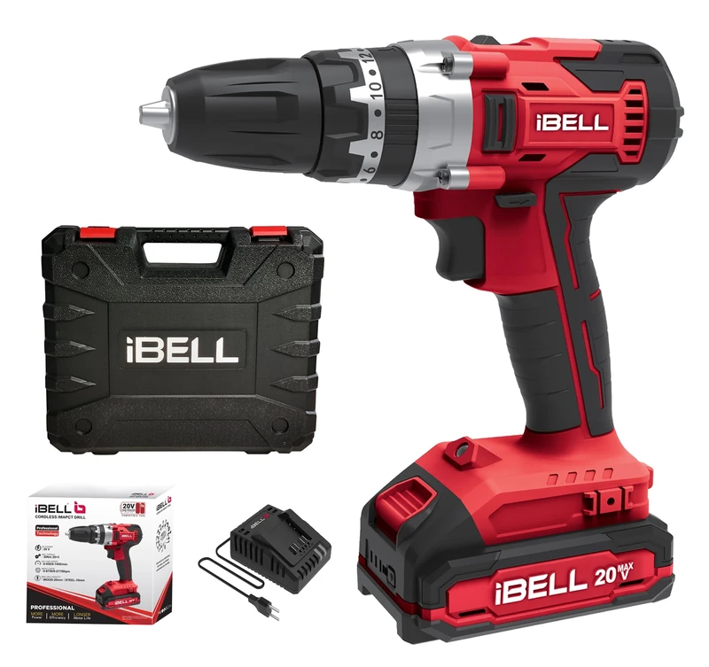 IBELL One Power Series Cordless Impact Drill CD20-30 20V 30Nm 1450RPM with 2Ah Battery & Charger in BMC Box