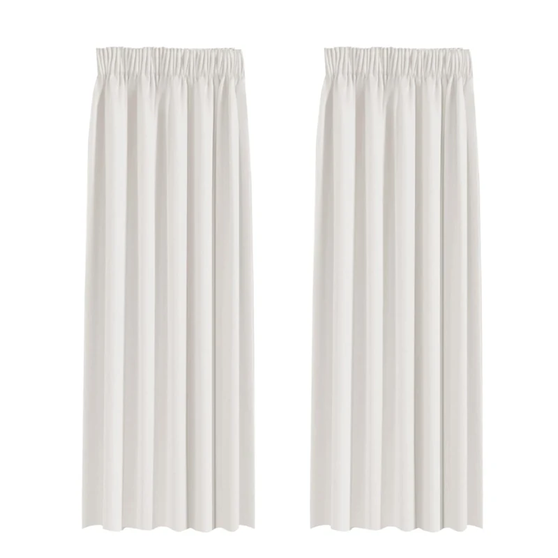 BellaHills Blackout Curtains Pencil Pleat Bedroom Curtain Panel for Privacy Protected Thermal Insulated Window Treatment for Living Room 2 Panels, 90 x 90 Inch, Ivory