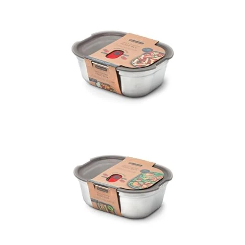 Bundle of BLACK+BLUM - 2 Medium & 1 Large Lunch Boxes - Microwavable, Plastic-Free, Stainless Steel with Leak-Proof, Airtight Lockable Lids - Safe for Microwave, Dishwasher & Oven - 900 ml + 1.2L