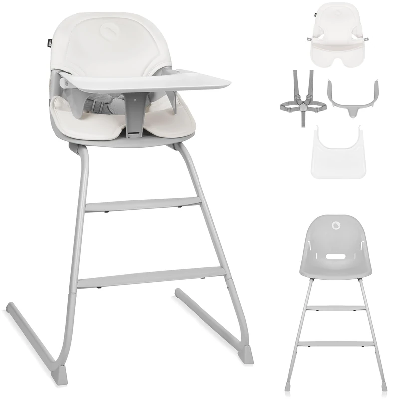 LIONELO Dalia 2 in 1 Baby Chair for Feeding 6-36 Months 15 kg, Chair for Older Children up to 60 kg, 5-Point Belts, 2 Footrests, Tray, Grows with Baby (Jansy Grey)