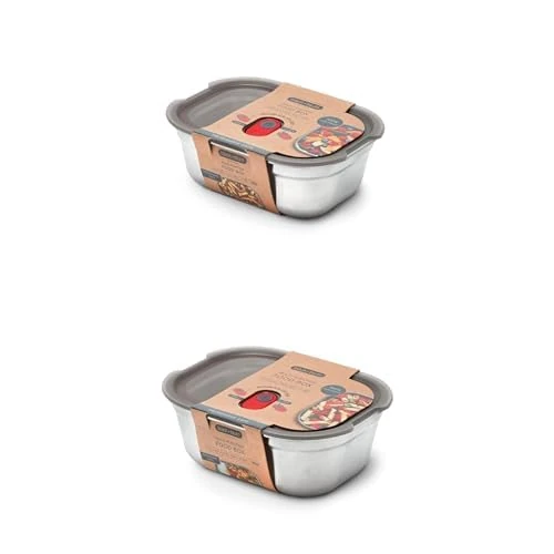 Bundle of BLACK+BLUM - 2 Small & 1 Medium Lunch Boxes - Microwavable, Plastic-Free, Stainless Steel with Leak-Proof, Airtight Lockable Lids - Safe for Microwave, Dishwasher & Oven - Small 600ml + Medi