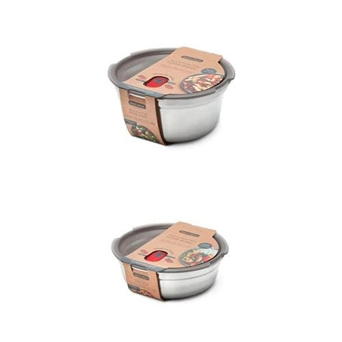 Bundle of BLACK+BLUM - 1 Large & 2 Small Lunch Bowls - Microwavable, Plastic-Free, Stainless Steel Containers with Leak-Proof, Airtight Lockable Lids - Safe for Microwave, Dishwasher & Oven - Small 65