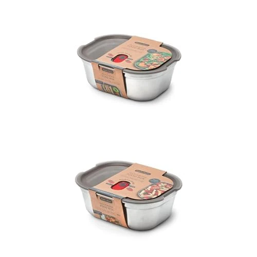 Bundle of BLACK+BLUM - 2 Large & 1 Medium Lunch Boxes - Microwavable, Plastic-Free, Stainless Steel with Leak-Proof, Airtight Lockable Lids - Safe for Microwave, Dishwasher & Oven - 1.2L + 900 ml