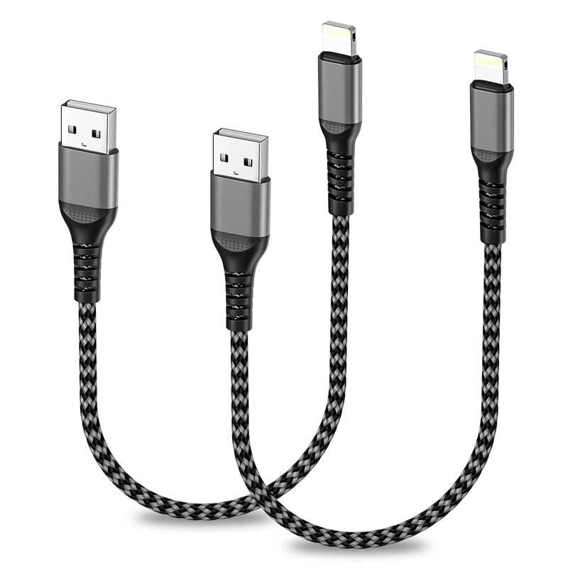 iPhone USB Charger Cable 0.3M 2Pack[MFi Certified], Short Lightnign Charging Cable USB to Lightning Cable Braided Fast Charger Cable Lightning Charger Lead Wire for iPhone 14/13/12/11/X/AirPods