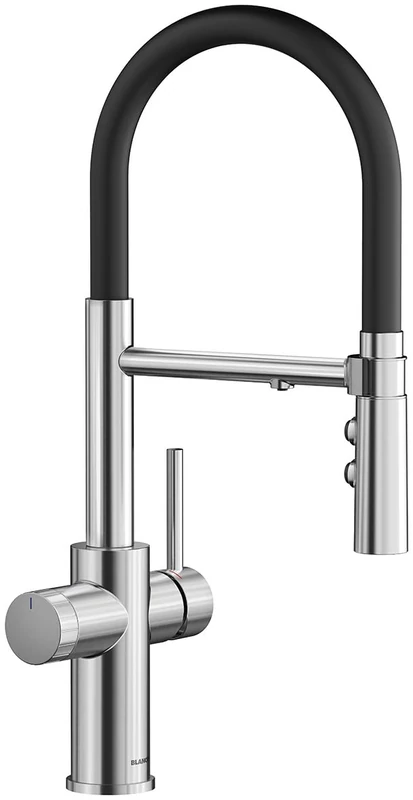 BLANCO CATRIS-S Flexo Filter | Kitchen Mixer tap in Stainless Steel | High-Pressure | Filtered Water with BWT Filter | Switch from Clear Jet to Spray Jet | Water-Saving | [14.8x23x47.5 cm]