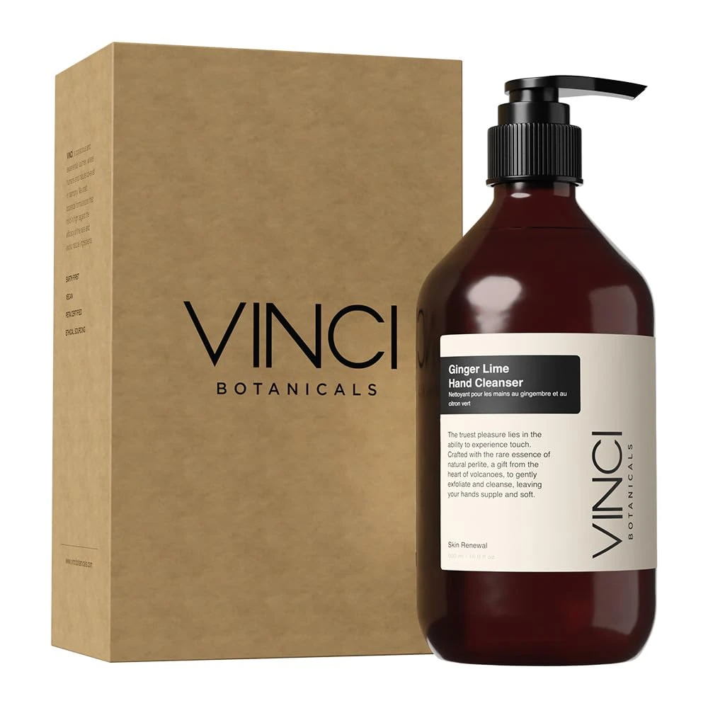 Vinci Botanicals Ginger Lime Hand Cleanser | Gentle Exfoliating Hand Wash | Cleanses & Hydrates Skin | Made with Essential Oils | Cruelty, Vegan & Paraben Free | Fresh & Citrusy Aroma | 500 ml