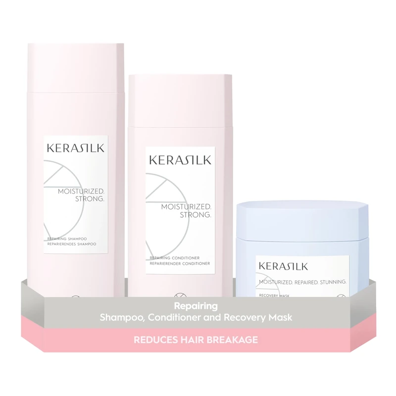 Kerasilk Repairing Set With Shampoo 250ml, Conditioner 200ml & Recovery Mask 200ml