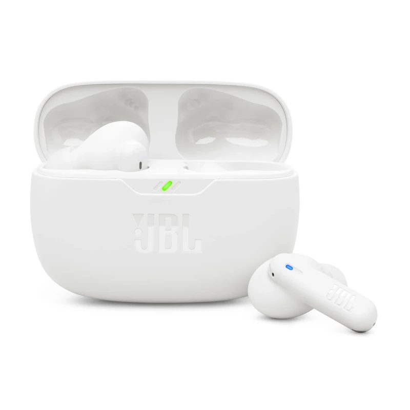 JBL Wave Beam 2, Wireless Noise Cancelling Bluetooth Earbuds with 40h Playtime, JBL Pure Bass Sound, Smart Ambient Technology and Multi-Point Connection, Closed-Back Stick Design, White