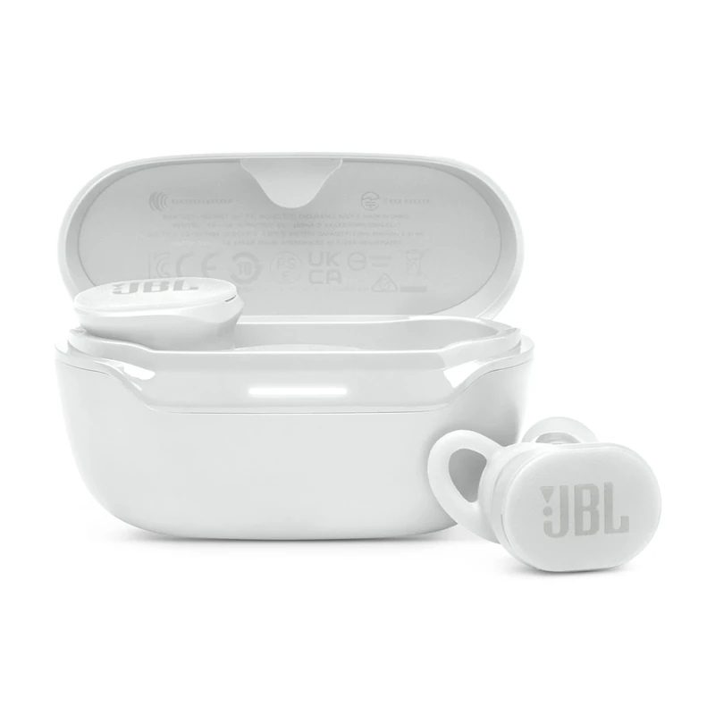 JBL Endurance Race 2, True Wireless Bluetooth Earbuds, 48 Hour Battery Life, IP68 Waterproof and Dustproof, Noise Cancelling, JBL Pure Bass Sound, Smart Ambient Technology, Sports Mode, White