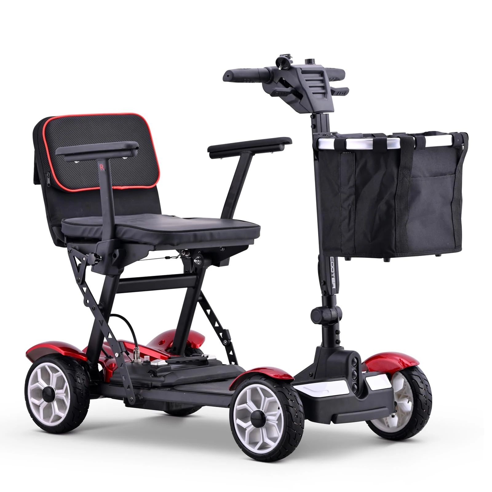 Folding Powered Mobility Scooter for Seniors, Travel-Friendly, Load 150Kg/331 Lb, Includes Charger and Basket
