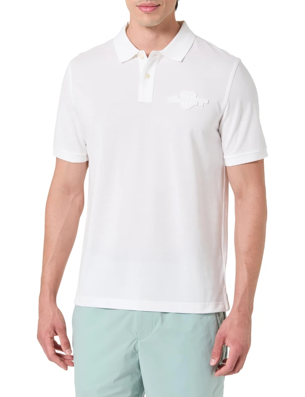 GANT REG Tonal Shield SS Polo Shirt, Eggshell, M