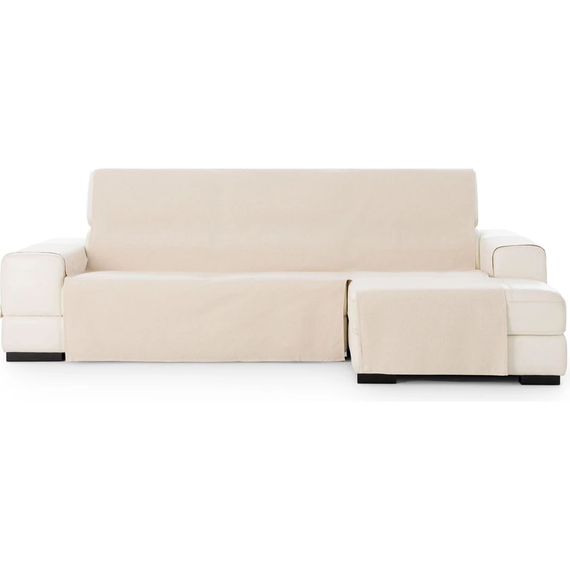 ECOMMERC3 | Extra Right Size Chaise Longue Sofa Cover – Easy Installation Chaise Longue Sofa Cover with Elastic Bands Linen Colour Compatible with Left or Right Chaise Longue Sofas