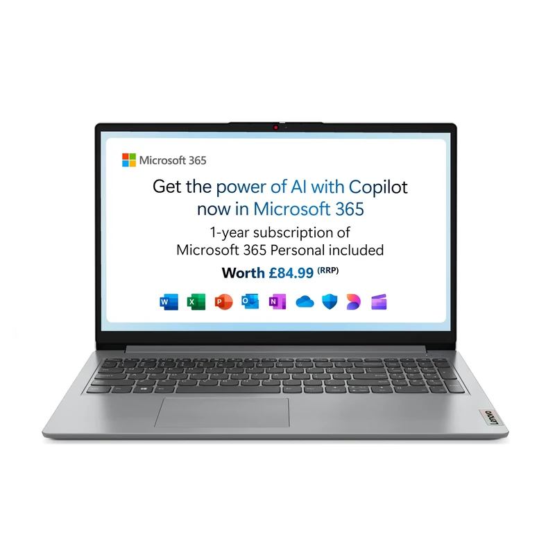 Lenovo IdeaPad 1 | 15 inch Full HD Laptop | Intel Pentium Silver N6000 | 4GB RAM | 128GB eMMC | Windows 11 Home in S Mode | Cloud Grey | Microsoft 365 Personal