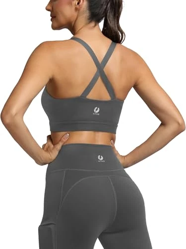 Generic Strappy Sports Bra - Criss Cross Back, Dark Gray, XL
