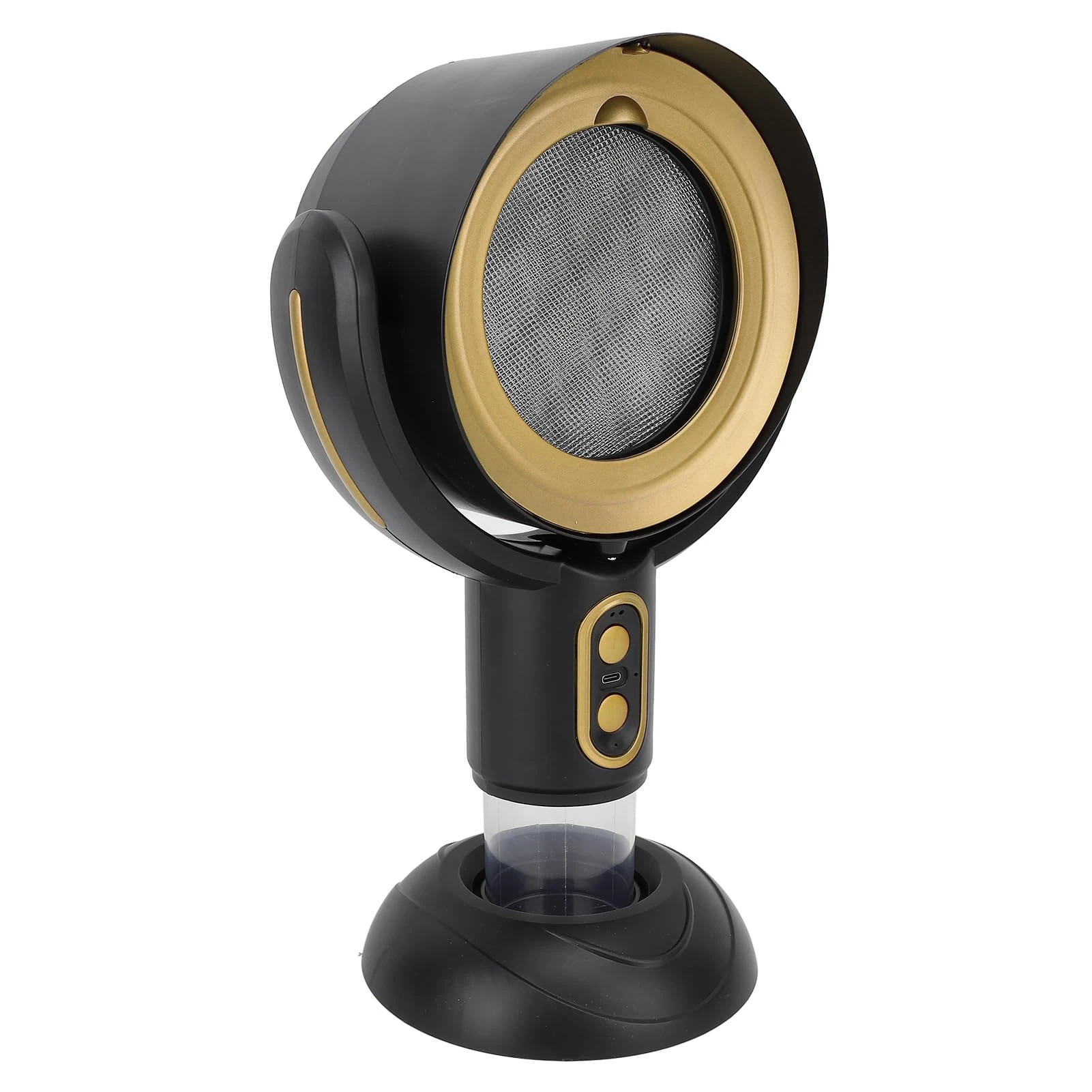 Portable Range Hood, Portable Exhaust Fan 2 Portable Speed Detachable USB Rechargeable Portable Kitchen Exhaust Fan with Oil Cup for Indoor BBQ Hot Pot (Black Gold)