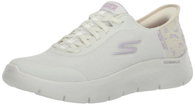 Skechers Women's Go Walk Flex Eva Hands Free Slip-ins Sneaker, Natural/Purple, 8 UK Wide