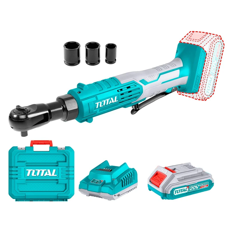TOTAL - Battery Ratchet Wrench | 26.4 x 10.2 x 1.8 cm | Blue | Maximum Torque 65 Nm | Ratchet Wrench with 3/8'' Insert for Mechanical Repairs - Image 1
