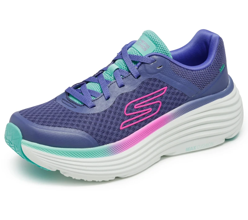 Skechers Women's Max Cushioning Endeavour Canova Sneaker, Purple Turquoise, 3 UK