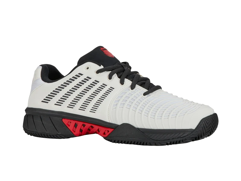 K-Swiss Men's Express Light 3 Hb Tennis Shoe, Bright White Stretch Limo High Risk Red, 7 UK