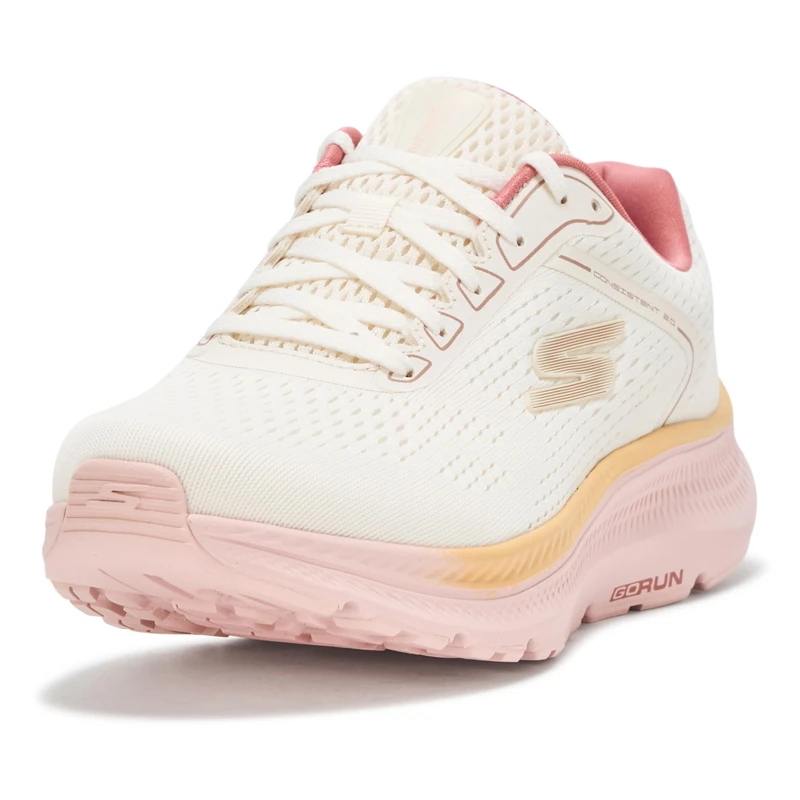 Skechers Women's Go Run Consistent 2.0 Mile Sneaker, Natural/Pink, 9