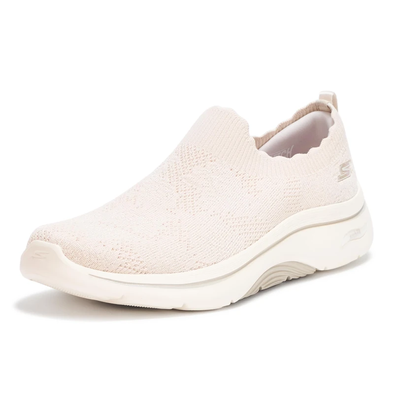 Skechers Women's Go Walk Arch Fit 2.0 Rosa Linda Sneaker, Natural, 9