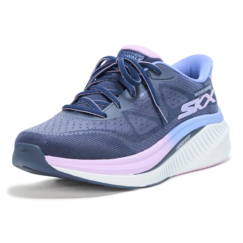 Skechers Women's Go Walk Max Cushioning Arch Fit Areena Sneaker, Navy Textile/Lavender Trim, 3 UK