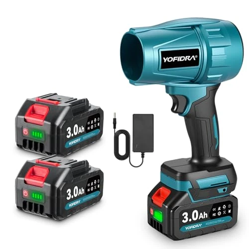 Yofidra Turbo Blower, Brushless Leaf Blower Battery, 576 km/h Jet Fan with 2 * 3.0Ah Batteries, 28,000RPM Electric Dust Air Blower for Leaf Blowing Car Leaves, Snow, Dust